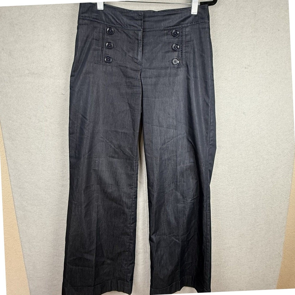 Express Design Studio Womens Wide Leg Sailor Pants Lace Up Back Dark Wash Size 6